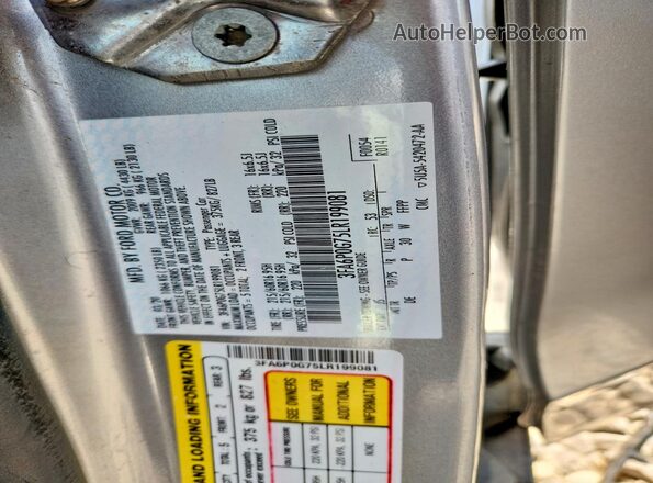 3FA6P0G75LR199081 2020 FORD FUSION Gray VIN კოდის სტიკერის ხედი