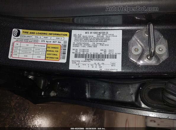 3FA6P0G75LR263362 2020 FORD FUSION Gray Շարժիչի բաժամունքի տեսք