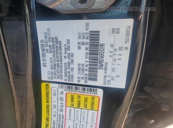 3FA6P0G76GR353190 2016 FORD FUSION Black Widok komory silnika