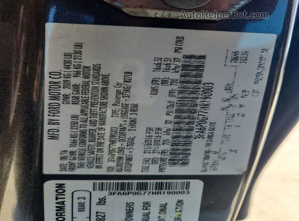 3FA6P0G77HR190003 2017 FORD FUSION Gray ძრავის განყოფილების ხედი