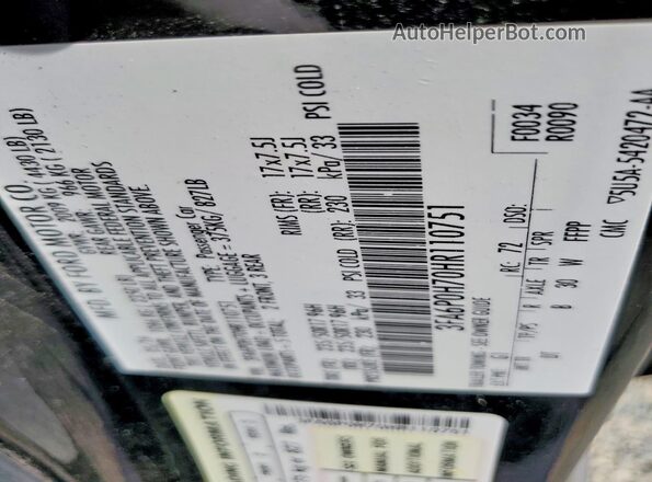 3FA6P0H70HR110751 2017 FORD FUSION Black Շարժիչի բաժամունքի տեսք