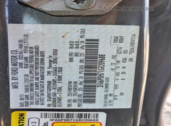 3FA6P0H71GR209688 2016 FORD FUSION Green Շարժիչի բաժամունքի տեսք