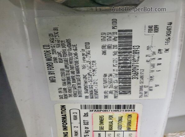 3FA6P0H71HR218943 2017 FORD FUSION Белый Вид подкапотного пространства