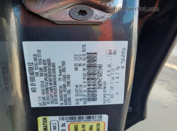 3FA6P0H73GR275465 2016 FORD FUSION Gray Widok komory silnika