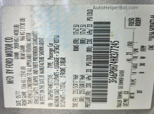3FA6P0H74HR377245 2017 FORD FUSION Silver Widok komory silnika