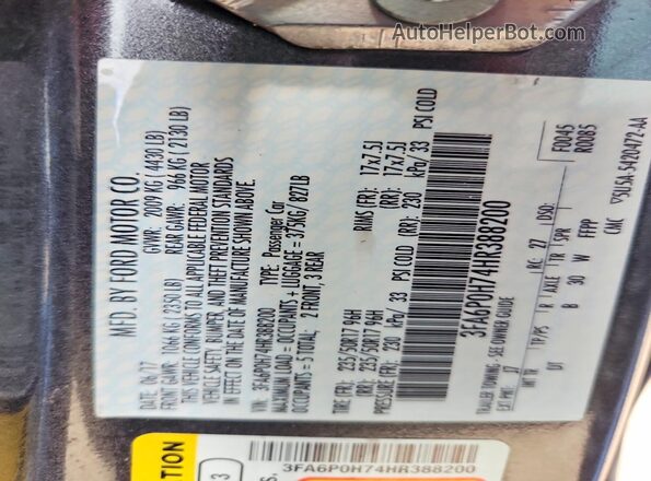 3FA6P0H74HR388200 2017 FORD FUSION Gray Widok komory silnika
