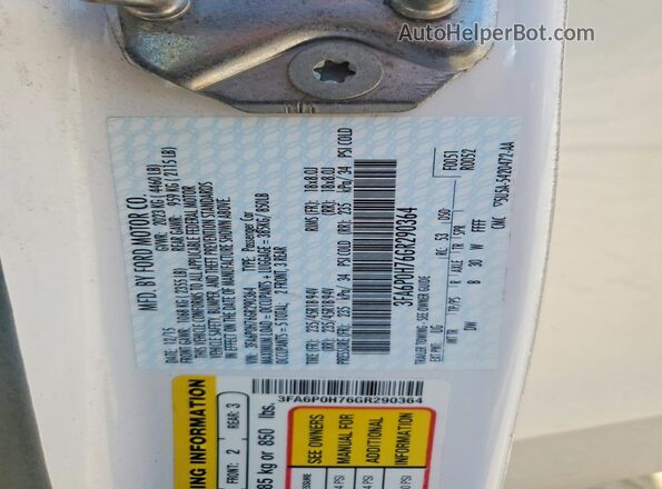 3FA6P0H76GR290364 2016 FORD FUSION White Widok komory silnika