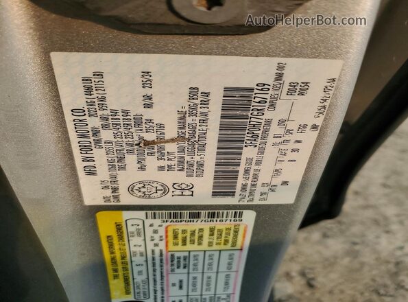 3FA6P0H77GR167169 2016 FORD FUSION Серебряный Вид подкапотного пространства