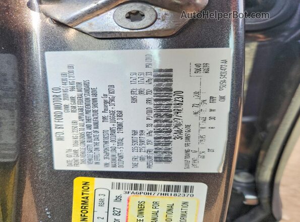 3FA6P0H77HR182370 2017 FORD FUSION Серый Вид подкапотного пространства