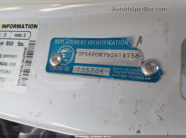 3FA6P0H79GR147585 2016 FORD FUSION White Շարժիչի բաժամունքի տեսք