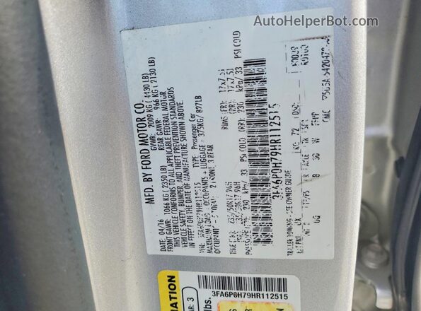 3FA6P0H79HR112515 2017 FORD FUSION Silver Շարժիչի բաժամունքի տեսք