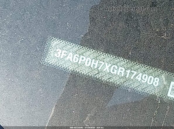 3FA6P0H7XGR174908 2016 FORD FUSION Gray Առջևի վահանակի տեսք