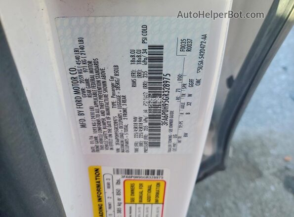 3FA6P0H95GR328975 2016 FORD FUSION White Vista del compartimento del motor