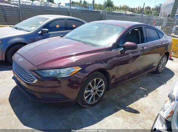 3FA6P0HD0HR399541 2017 FORD FUSION Burgundy Vista tres cuartos delantera izquierda