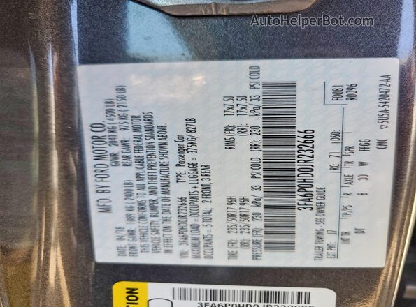 3FA6P0HD0JR232666 2018 FORD FUSION Gray Widok komory silnika