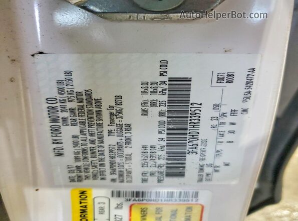 3FA6P0HD1HR339512 2017 FORD FUSION White Engine compartment view