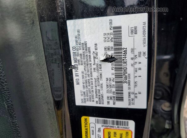 3FA6P0HD1JR144662 2018 FORD FUSION Black ძრავის განყოფილების ხედი