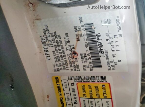 3FA6P0HD2GR105975 2016 FORD FUSION Белый Вид подкапотного пространства