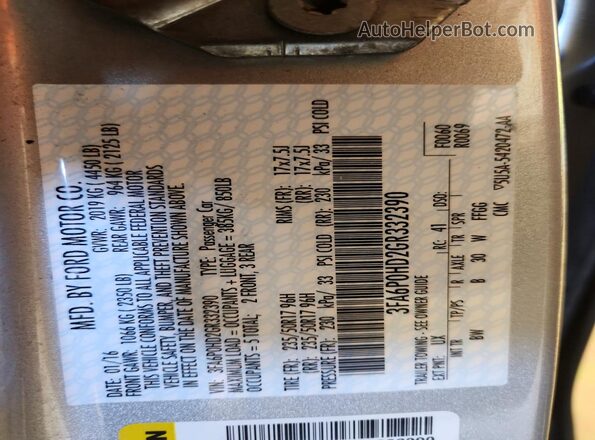3FA6P0HD2GR332390 2016 FORD FUSION Silver ძრავის განყოფილების ხედი