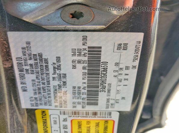3FA6P0HD2GR366510 2016 FORD FUSION Gray Widok komory silnika