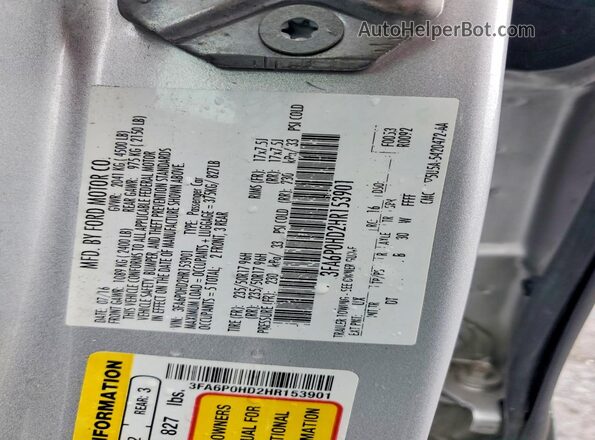 3FA6P0HD2HR153901 2017 FORD FUSION Silver VIN sticker view
