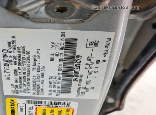 3FA6P0HD2JR162720 2018 FORD FUSION Silver Вид підкапотного простору
