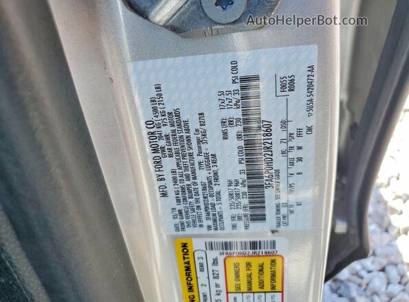 3FA6P0HD2JR218607 2018 FORD FUSION Silver ძრავის განყოფილების ხედი