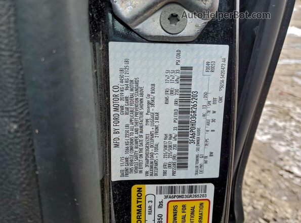3FA6P0HD3GR265203 2016 FORD FUSION Black Widok komory silnika