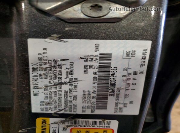3FA6P0HD3GR394865 2016 FORD FUSION Gray Շարժիչի բաժամունքի տեսք