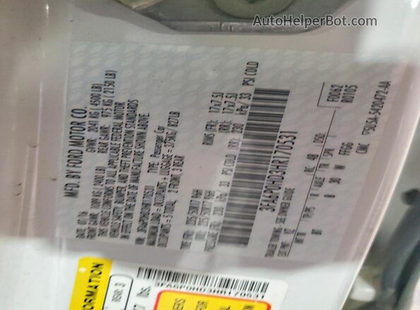 3FA6P0HD3HR170531 2017 FORD FUSION White Вид підкапотного простору