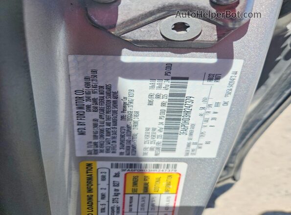 3FA6P0HD3HR247379 2017 FORD FUSION Серебряный Вид подкапотного пространства