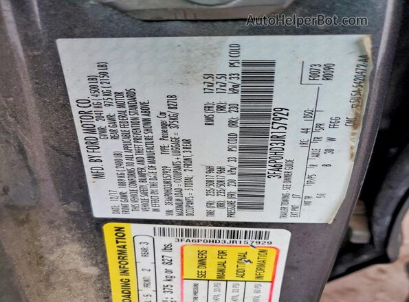3FA6P0HD3JR157929 2018 FORD FUSION Gray Vista del compartimento del motor
