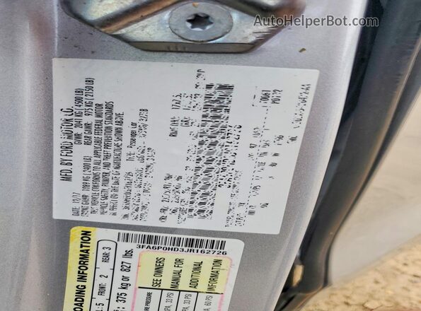 3FA6P0HD3JR162726 2018 FORD FUSION Silver Շարժիչի բաժամունքի տեսք
