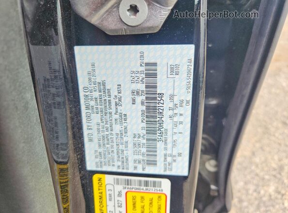 3FA6P0HD4JR212548 2018 FORD FUSION Black Widok komory silnika