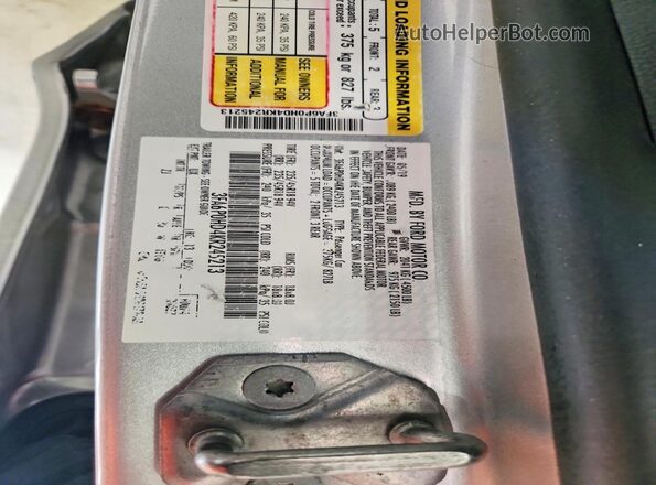 3FA6P0HD4KR245213 2019 FORD FUSION Серебряный Вид наклейки с VIN-кодом