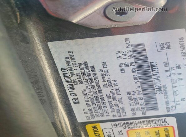 3FA6P0HD4LR132203 2020 FORD FUSION Серый Вид наклейки с VIN-кодом