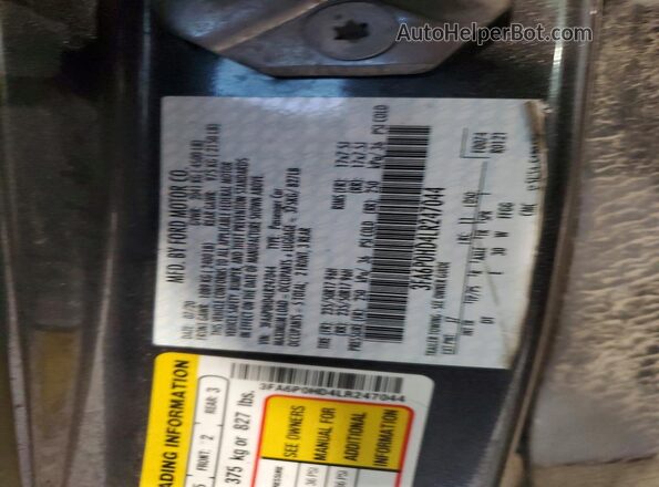3FA6P0HD4LR247044 2020 FORD FUSION Charcoal VIN sticker view