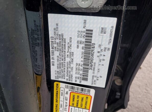 3FA6P0HD5HR291870 2017 FORD FUSION Черный Вид подкапотного пространства