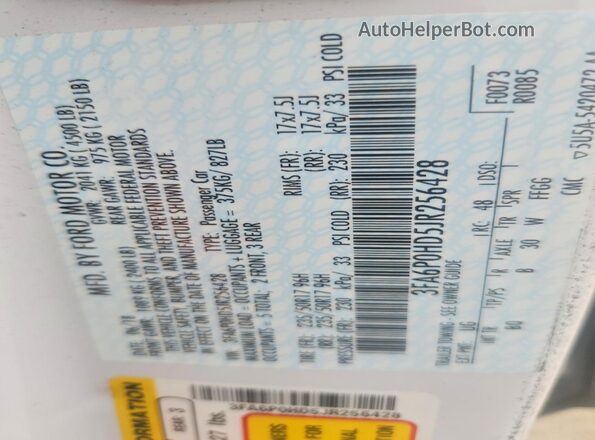 3FA6P0HD5JR256428 2018 FORD FUSION White Вид підкапотного простору
