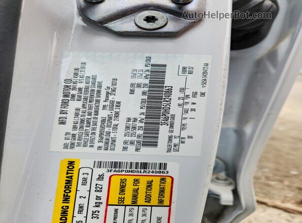 3FA6P0HD5LR240863 2020 FORD FUSION White Շարժիչի բաժամունքի տեսք
