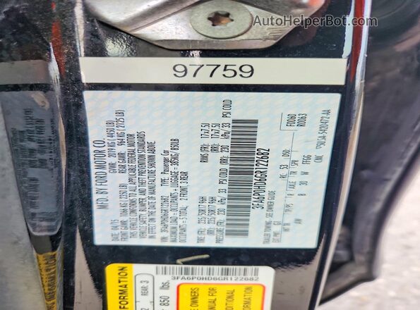 3FA6P0HD6GR122682 2016 FORD FUSION Black Engine compartment view