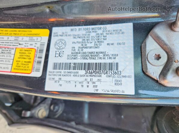 3FA6P0HD7GR153603 2016 FORD FUSION Gray ძრავის განყოფილების ხედი