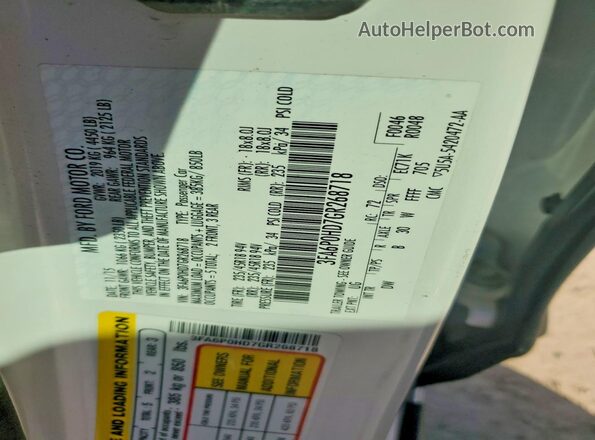 3FA6P0HD7GR268718 2016 FORD FUSION White Vista del compartimento del motor