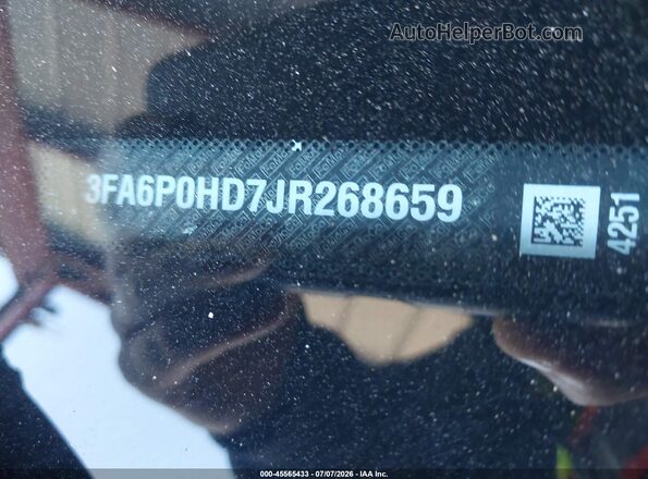 3FA6P0HD7JR268659 2018 FORD FUSION Синий Вид подкапотного пространства
