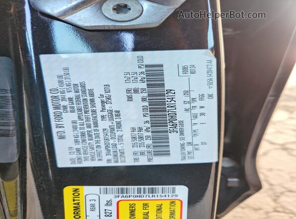 3FA6P0HD7LR154129 2020 FORD FUSION Black Շարժիչի բաժամունքի տեսք