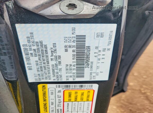 3FA6P0HD8HR316504 2017 FORD FUSION Black Vista del compartimento del motor