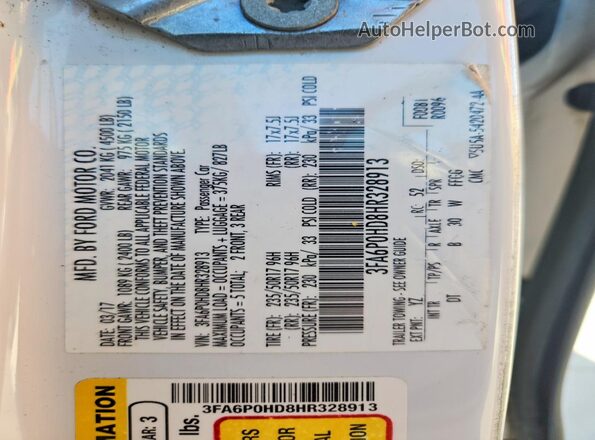 3FA6P0HD8HR328913 2017 FORD FUSION White Շարժիչի բաժամունքի տեսք