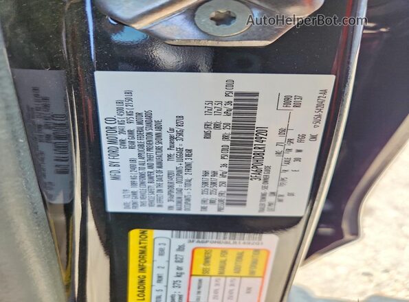 3FA6P0HD8LR149201 2020 FORD FUSION Black Engine compartment view