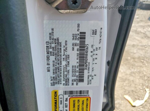 3FA6P0HD9HR405675 2017 FORD FUSION White Շարժիչի բաժամունքի տեսք