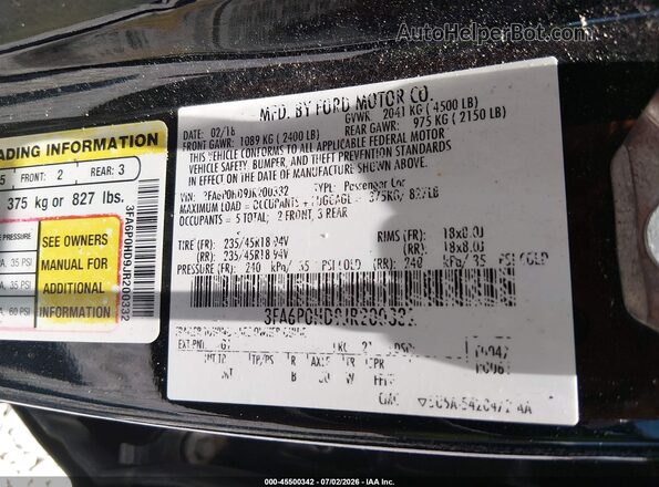 3FA6P0HD9JR200332 2018 FORD FUSION Black Vista del compartimento del motor